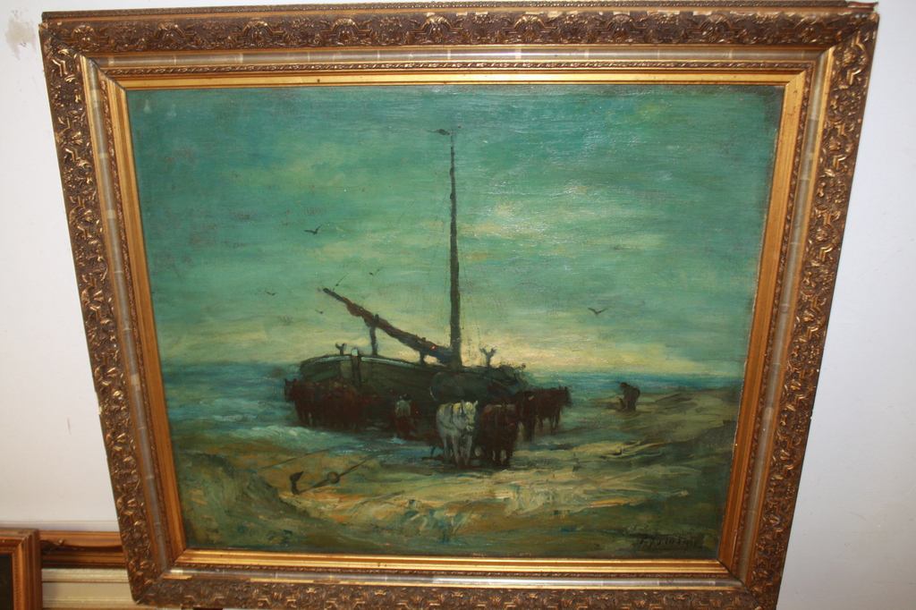 BOMSCHUIT MET PAARDEN AAN HET STRAND 1928 door VAN TOL kopen? Bied vanaf 300!