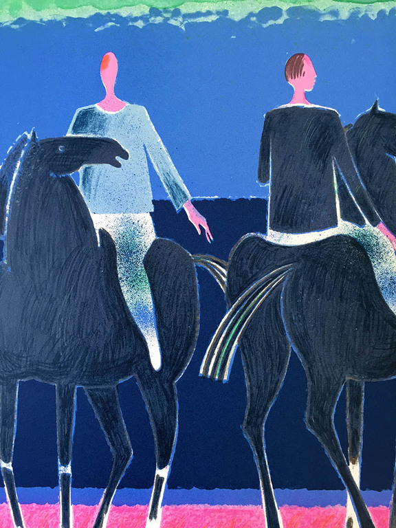 Albert Zavaro , ‘Les 3 Cavaliers’, kleurenlitho, gesigneerd, ed. 170 kopen? Bied vanaf 75!