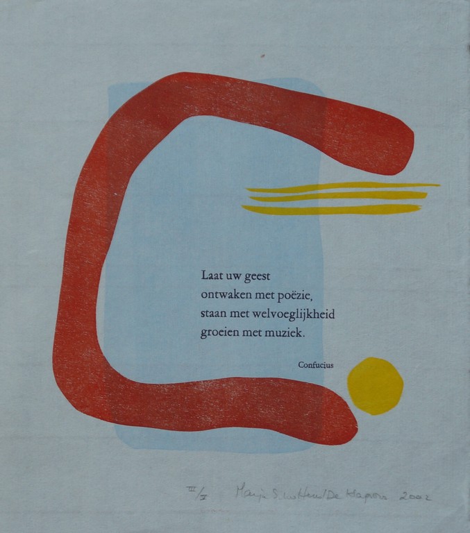 Marja Scholtens- gesigneerde houtsnede op rijstpapier - 2002 kopen? Bied vanaf 1!