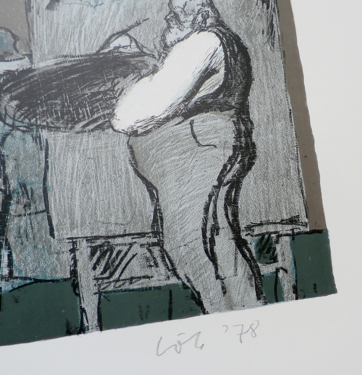 Kurt Löb - Kleurenlitho: de schilder (Kurt Löb) en zijn model - 1978 kopen? Bied vanaf 65!