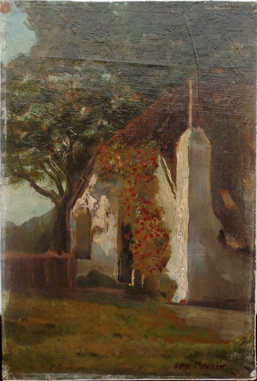 Hendrik Cornelis van Mourik  -  Olieverf Maroeflé  -  Boerderij met Bloesemboom kopen? Bied vanaf 15!