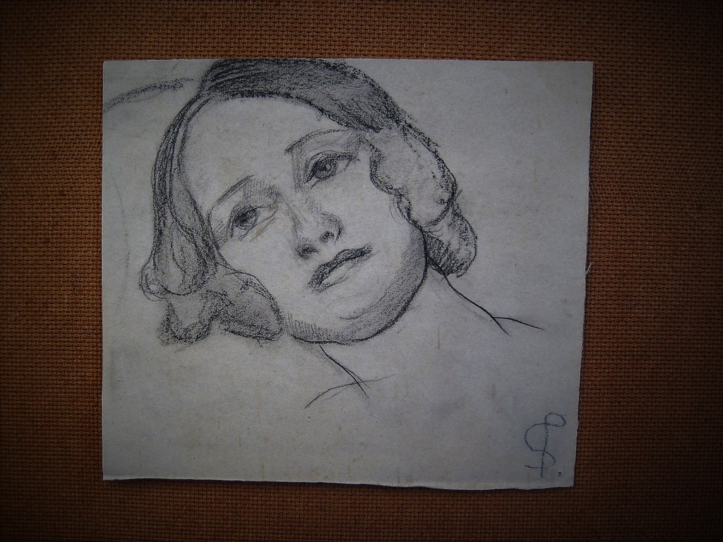 Intrigerende ca. 1930 gesigneerde houtskooltekening "dagdromen" van F.Schiller  kopen? Bied vanaf 1!