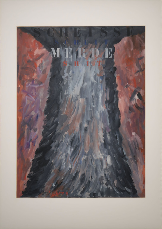 Jan van Holthe: Gouache op papier, Scheisse Scheit Merde Shit kopen? Bied vanaf 1!