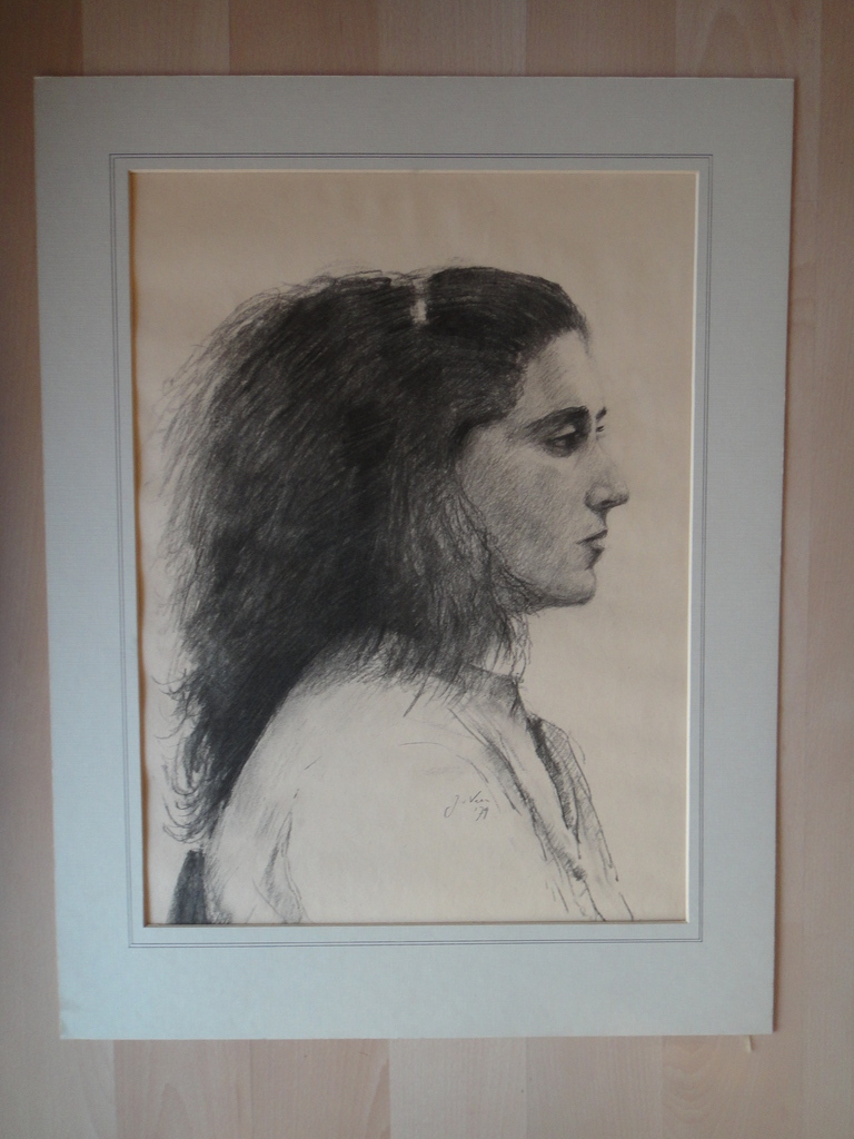 Jaap van Veen, tekening, jaren '70-portret van onbekende vrouw 'en profil' kopen? Bied vanaf 1!