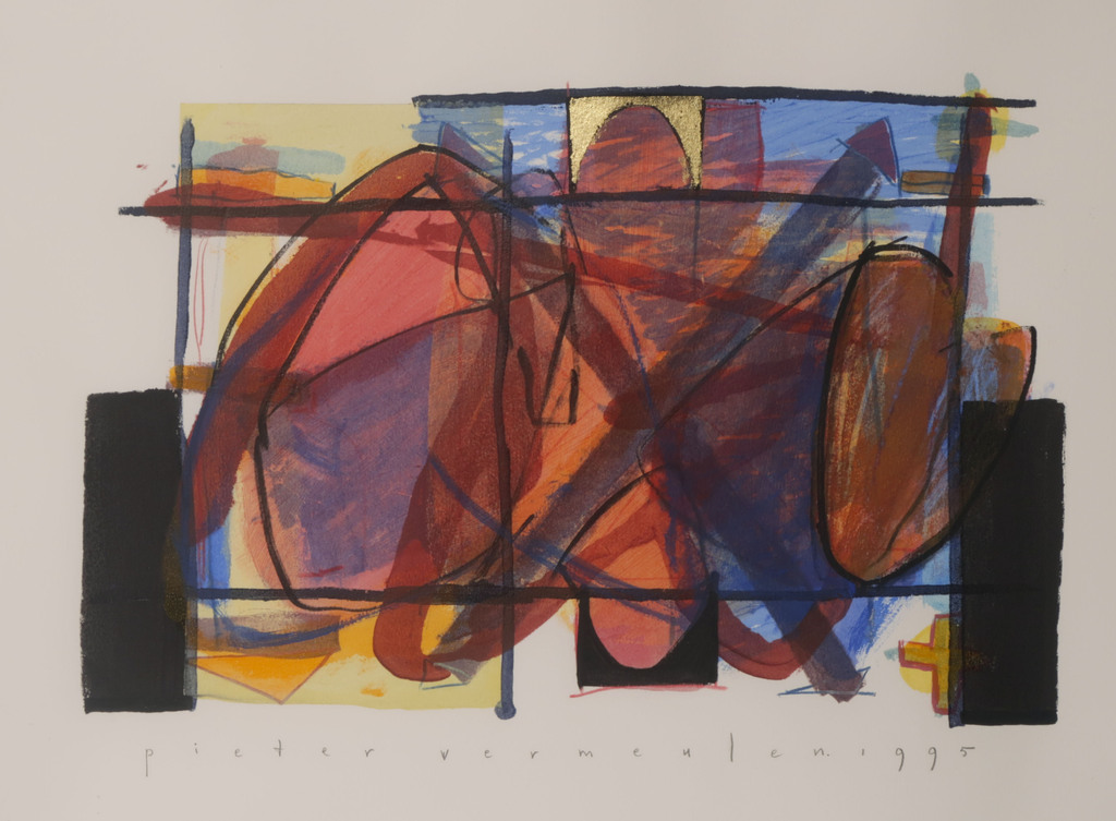 Pieter Vermeulen: Gemengde techniek op papier, Z.T. - Ingelijst verkocht voor € 35!