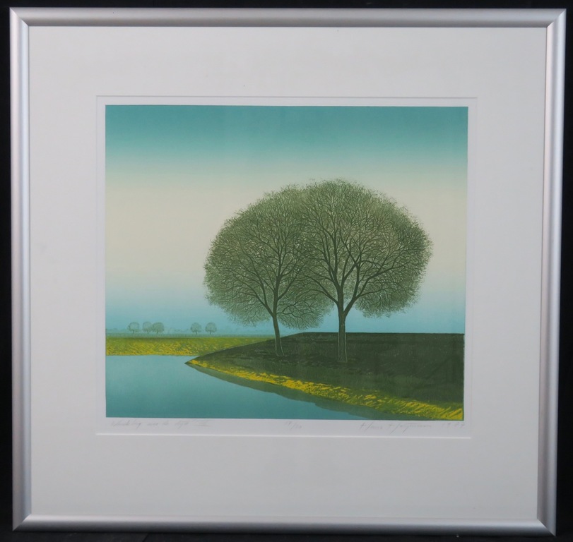 Hans Heijman: Ets, Wandeling over de Dijk III - Ingelijst verkocht voor € 65!