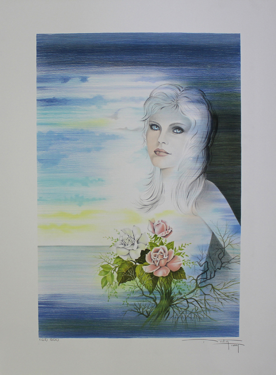 PIERRE BERTIN -LES ROSES, lithografie, handgesigneerd kopen? Bied vanaf 1!