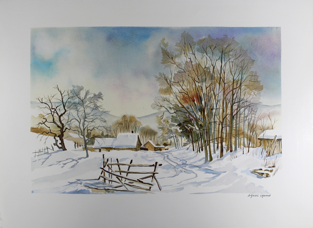 Daniel Lanoux - Chalet en hiver - kleurlithografie - handgesigneerd kopen? Bied vanaf 1!