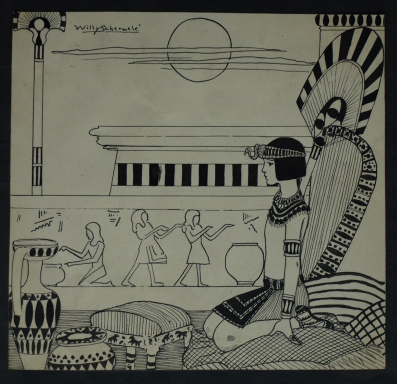 Willy Schermelé : Tekening Oost-Indische inkt , Cleopatrea – gesigneerd  kopen? Bied vanaf 1!