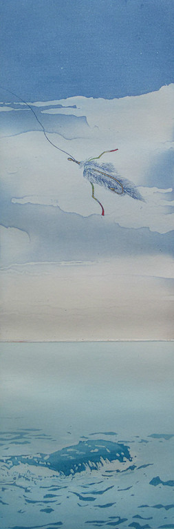 Sjoerd Bakker - Vishaak boven rots in de zee, aquatint ets verkocht voor € 50!