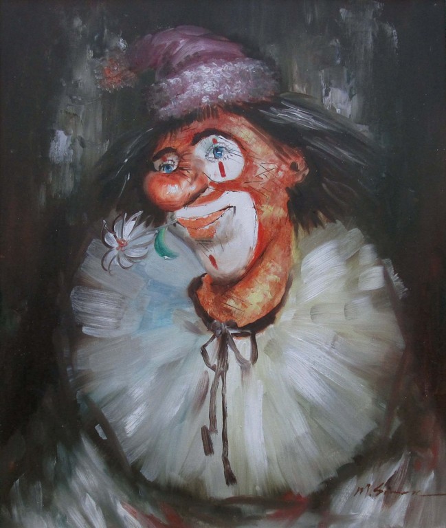 N.J. Simons, Acrylverf op doek, Clown kopen? Bied vanaf 15!