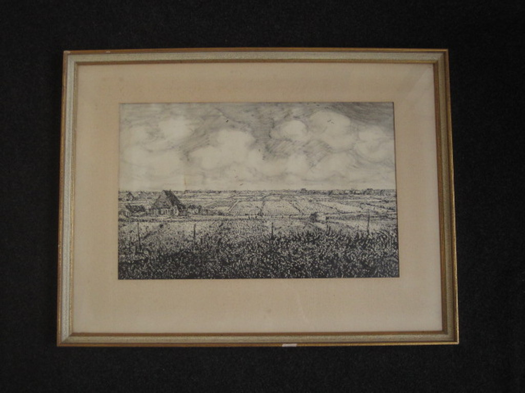 Originele Inkttekening "polderlandschap Zuid Holland" van Willem Minderman 1960 kopen? Bied vanaf 1!