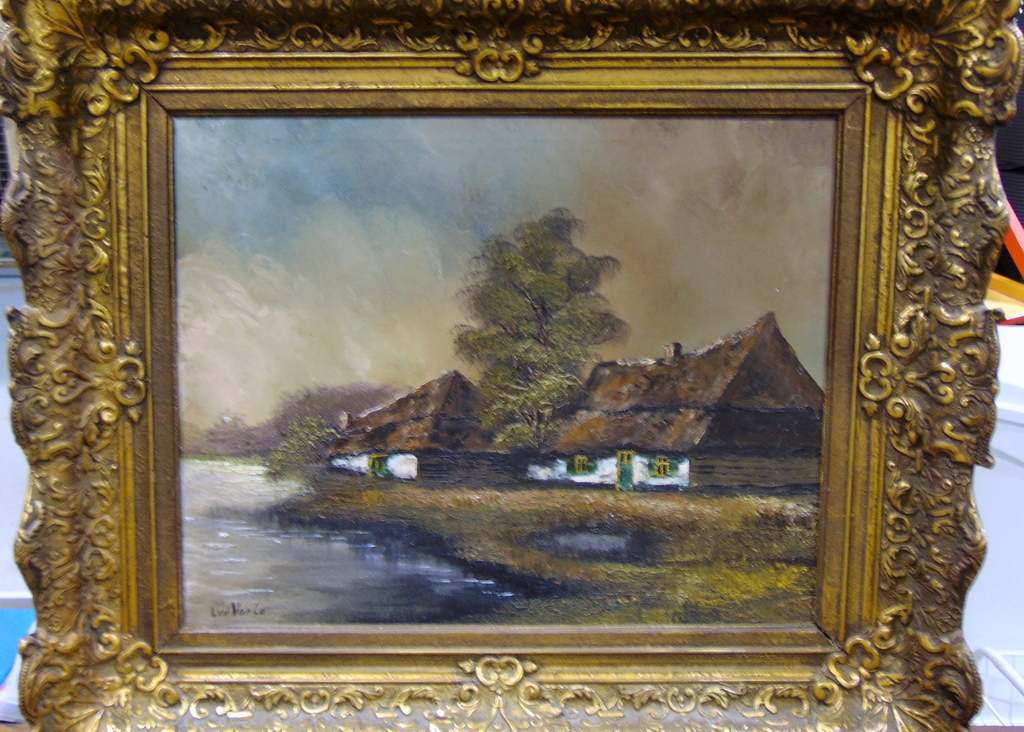 Sfeervol oud hollands landschap met boerderijtje, onbekende kunstschilder kopen? Bied vanaf 1!