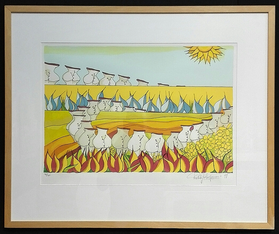 Patty Harpenau, zeefdruk op papier in houten lijst verkocht voor € 40!