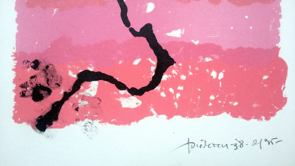 Jef Diederen - Compositie in zwart en roze, litho kopen? Bied vanaf 35!
