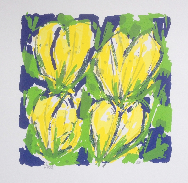 Ad van Hassel - Zeefdruk Tulpen, Handgesigneerd kopen? Bied vanaf 1!