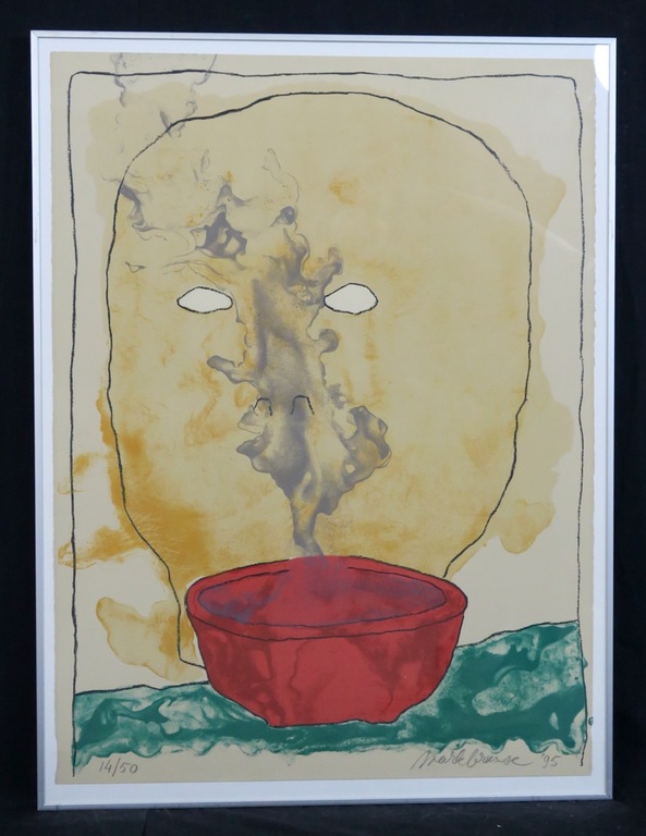 Mark Brusse: Zeefdruk, De rode kom - Ingelijst kopen? Bied vanaf 1!