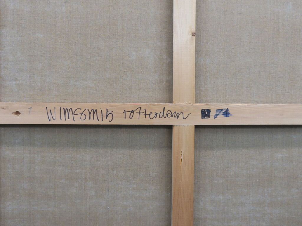 Wim Smits: Acryl op doek, Z.T. geometrische compositie zwart-rood op wit (groot) kopen? Bied vanaf 100!