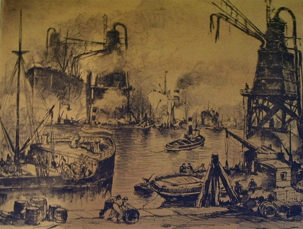 Chris Snijders: Grote ets, Bedrijvigheid in R'damse Maashaven verkocht voor € 55!