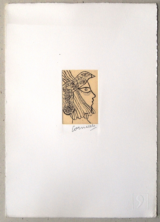 Corneille vrouw en vogel originele gravure verkocht voor € 110!