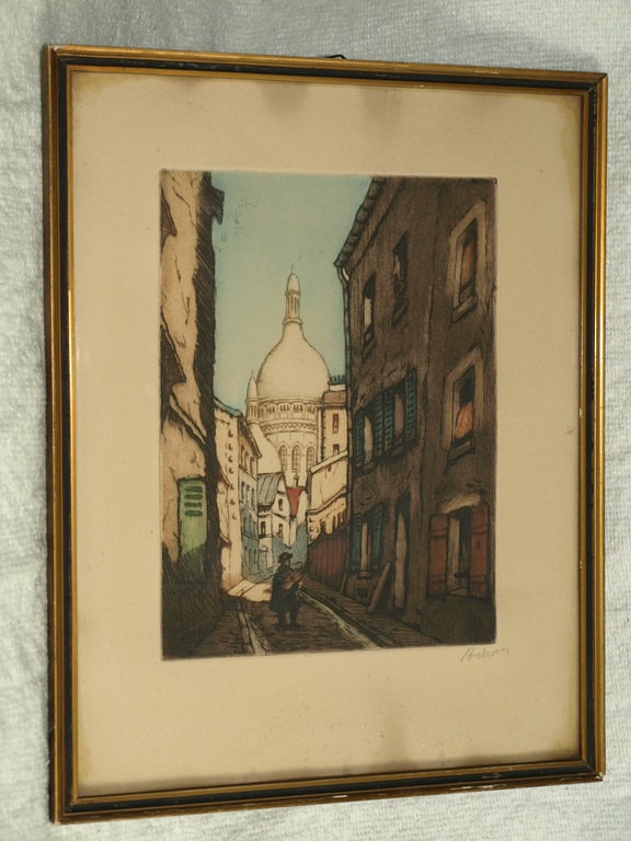 Marcel Julien Baron – Ets-Sacré-Coeur Parijs – Gesigneerd & ingelijst – ca 1930 kopen? Bied vanaf 45!