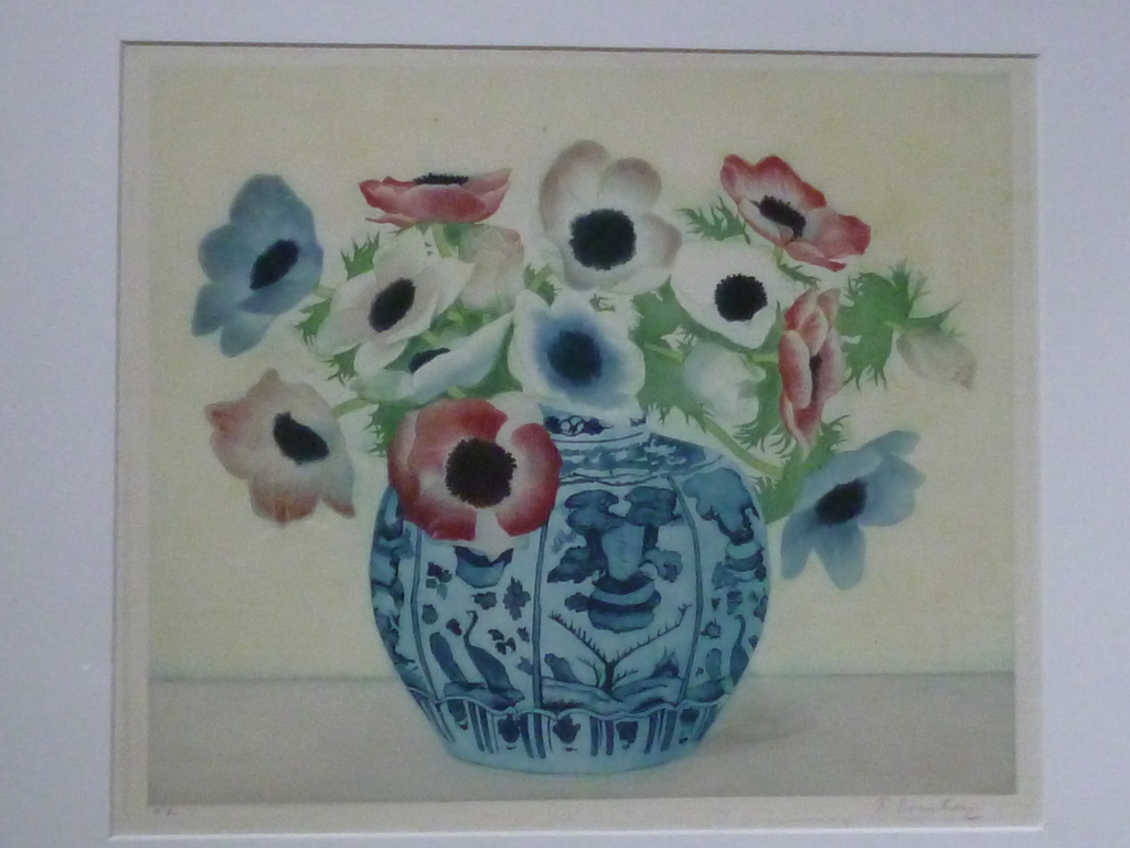 Frans Everbag  -Kleurenets - Anemonen in gedecoreerde gemberpot verkocht voor € 125!