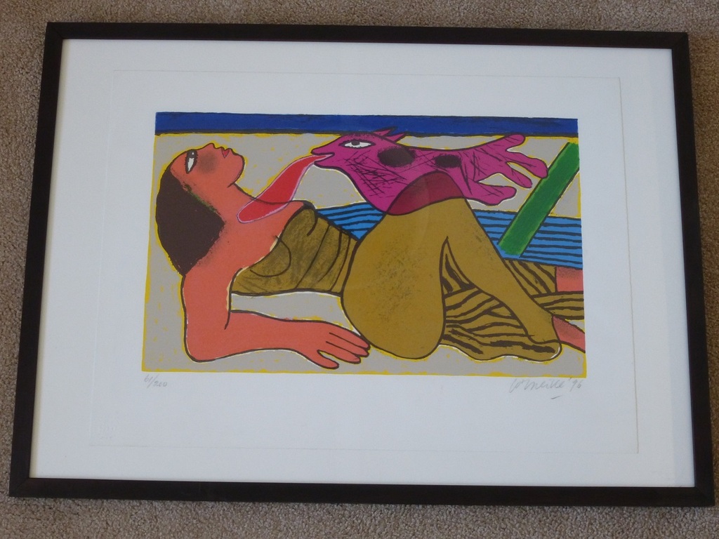 Corneille,ingelijste zeefdruk: L'amour au jour la jour, handgesigneerd en genummerd verkocht voor € 375!