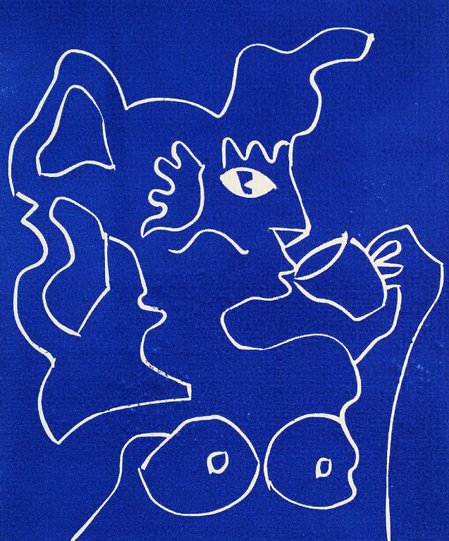 Vincent van Ojen - Naakte drinkende dame, houtsnede verkocht voor € 51!