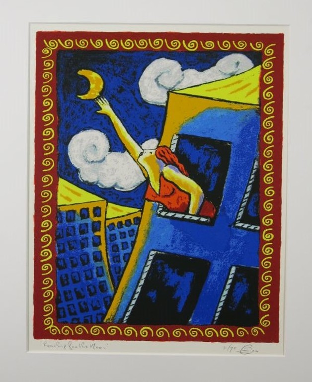 Jacques Tange, zeefdruk: Reaching for the moon verkocht voor € 70!