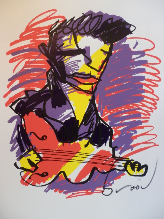 HERMAN BROOD, Gelimiteerde en HANDGESIGNEERDE Zeefdruk  ELVIS verkocht voor € 110!
