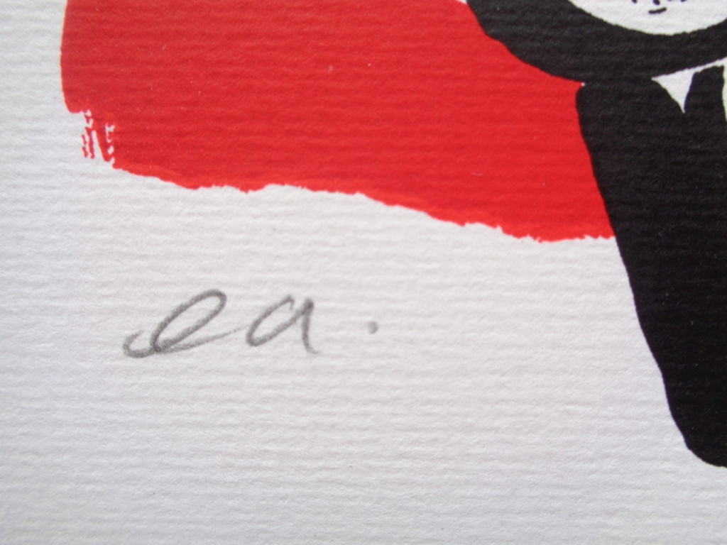 PETER DIEM, GROTE HANDGESIGNEERDE ZEEFDRUK DESIGNERS COW RED kopen? Bied vanaf 1!