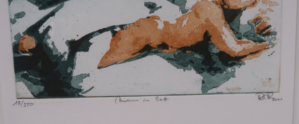 Robert C. Rore: Ets, Mann im Bett - Ingelijst kopen? Bied vanaf 35!