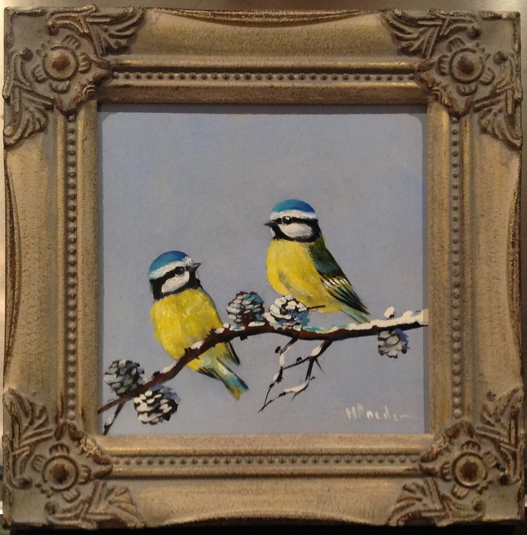 Henk Poeder, twee pimpelmezen op sneeuwtak verkocht voor € 49!