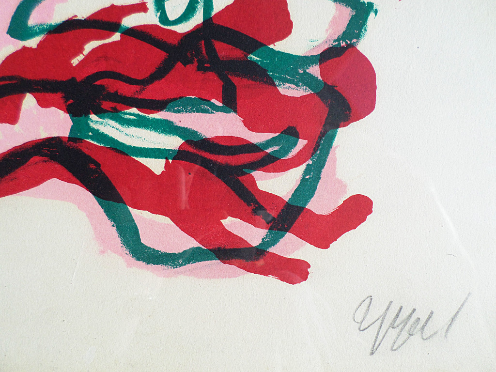 Karel Appel - Figuren in rood, groen en roze (mooi ingelijst) kopen? Bied vanaf 550!