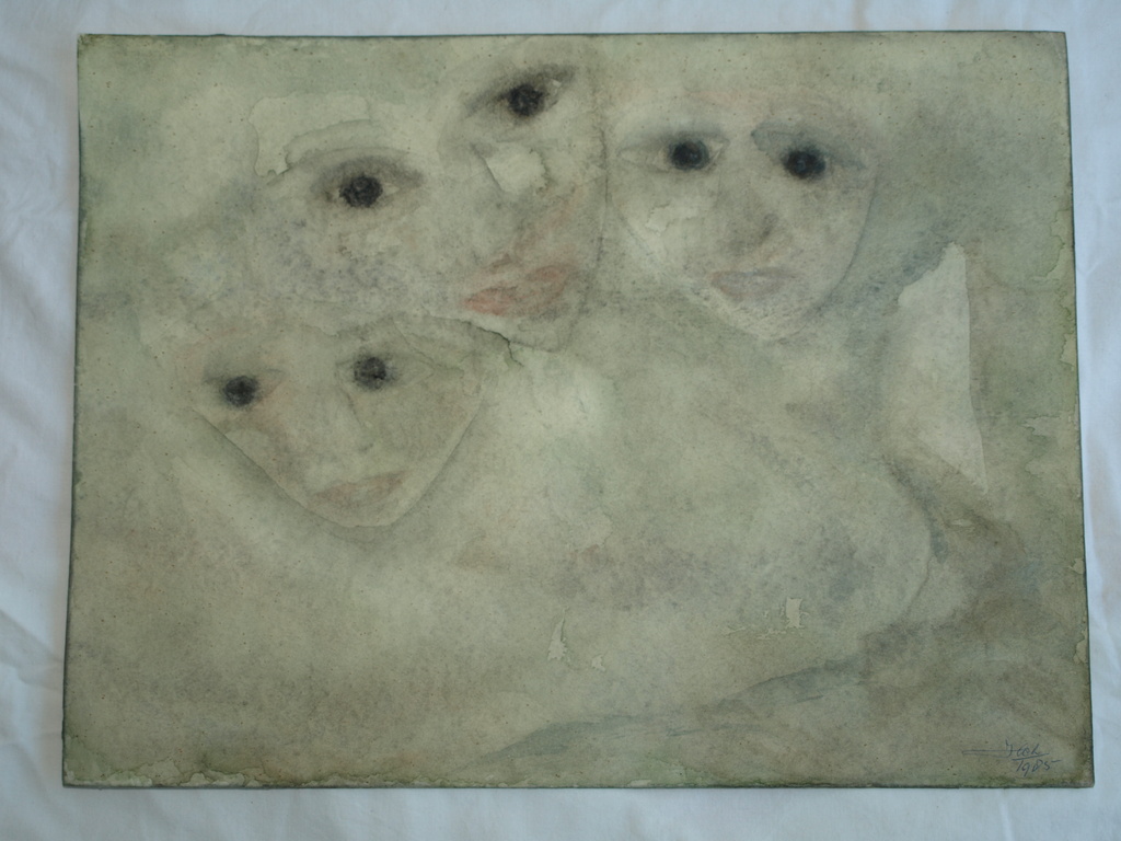 Onduidelijke signatuur  – Aquarel – Surrealistisch... - 1985 kopen? Bied vanaf 1!