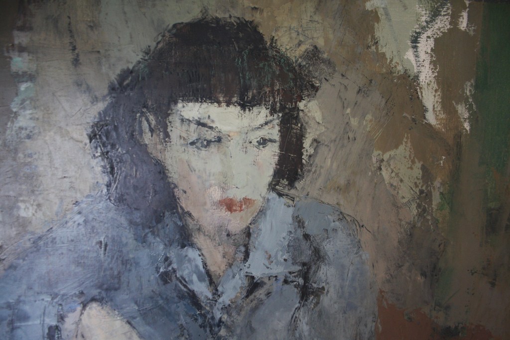 Nico Molenkamp, olieverf op doek, poserende dame verkocht voor € 1100!