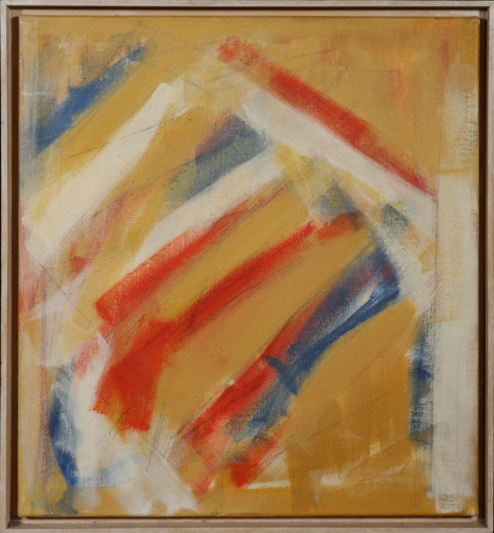 Adine Engelman: Acryl op doek, Uit serie 'Cuben' - Ingelijst verkocht voor € 60!