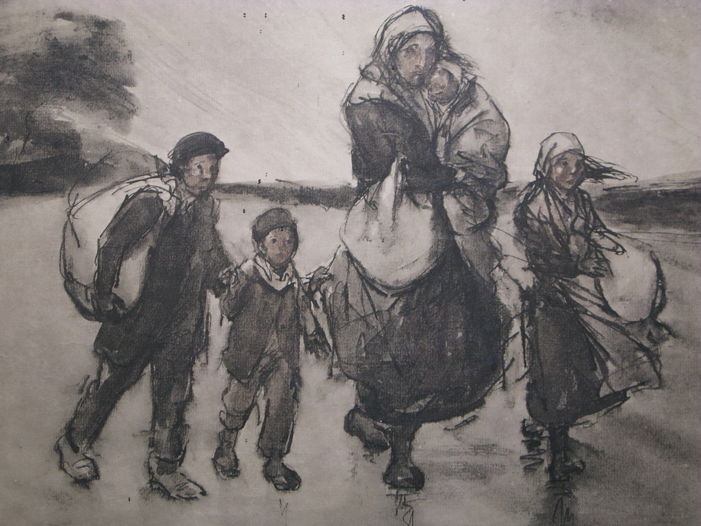 Théophile Steinlen, litho, Op de vlucht 1915 kopen? Bied vanaf 25!