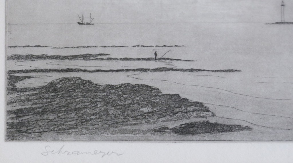 Flip Schrameijer: Ets, strand -Ingelijst kopen? Bied vanaf 35!