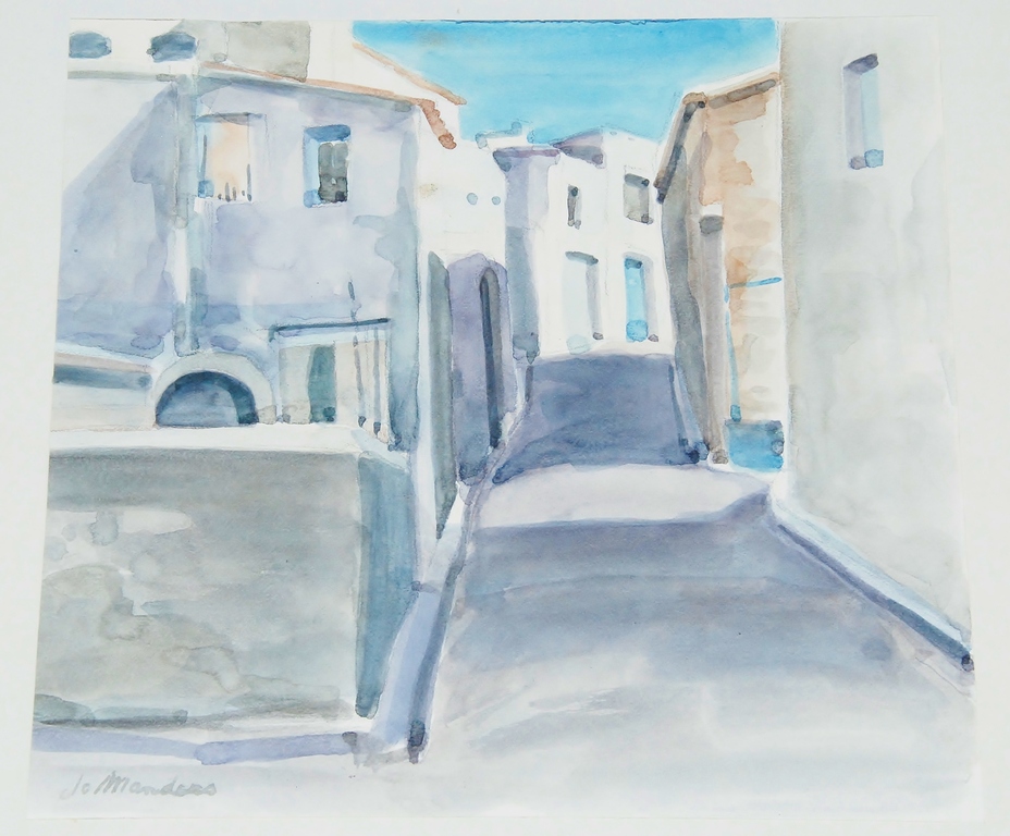 Jo Manders, Aquarel: Dorp in Zuid Spanje verkocht voor € 40!