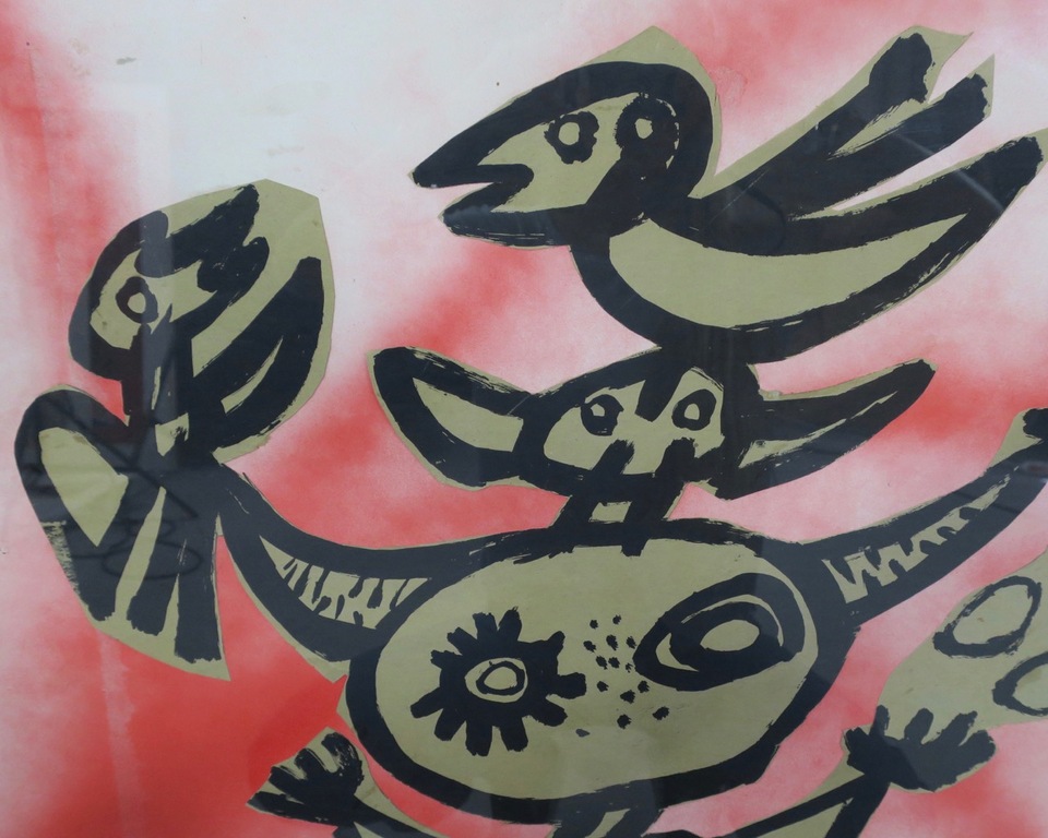 Anton Rooskens: Collage op papier, Compositie Vogelman - Ingelijst (Groot) kopen? Bied vanaf 1!