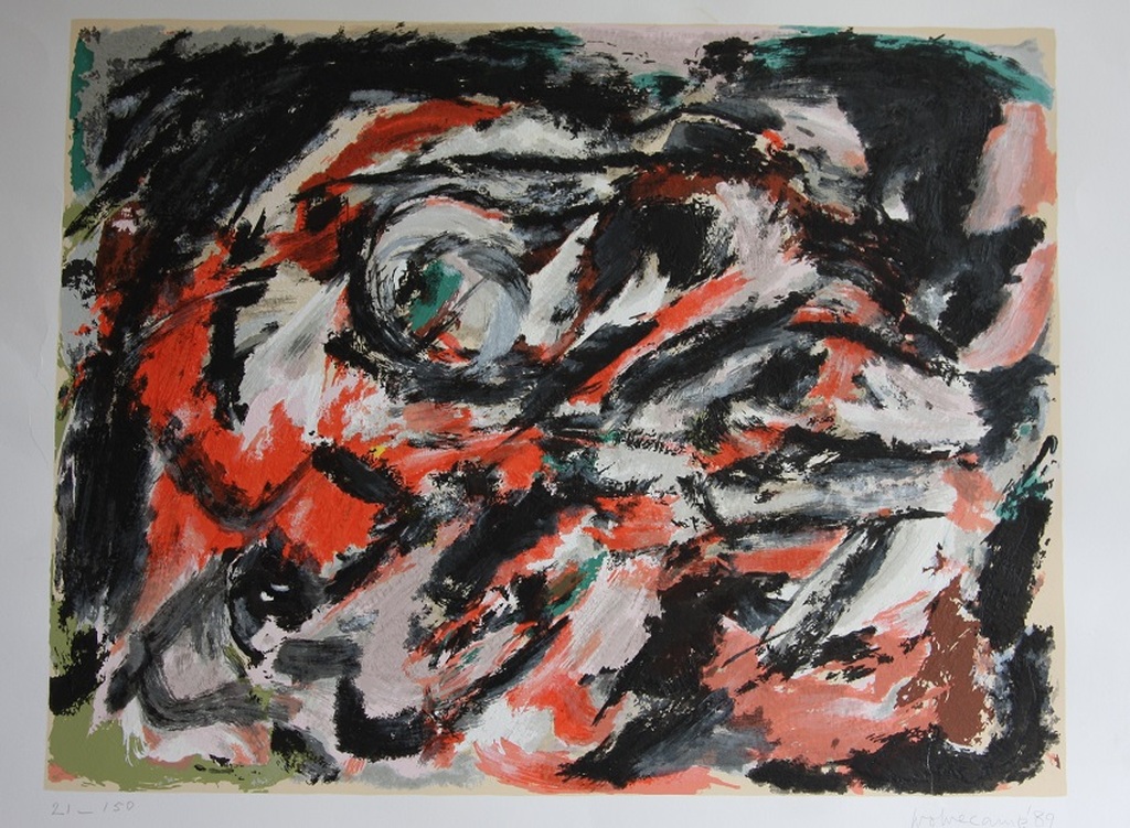 Theo Wolvecamp, zeefdruk, z.t. (1989) verkocht voor € 175!