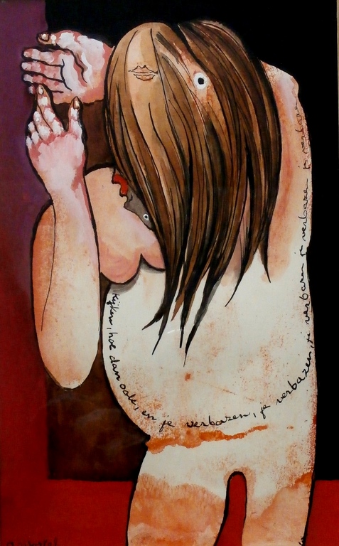 Ans Wortel - gouache: Kijken hoe dan ook en je verbazen verkocht voor € 175!