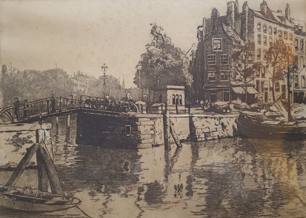 Jan Sirks (1885-1938) - Roobrug te Rotterdam - ets, handgesigneerd rechtsonder kopen? Bied vanaf 1!