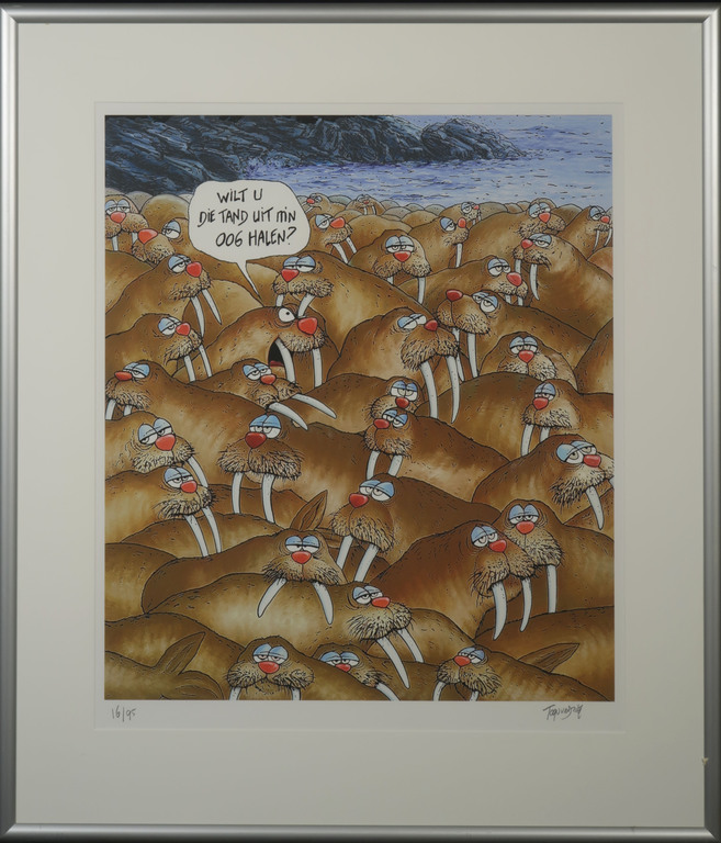Toon van Driel: Giclee, Wilt u die tand uit m'n oog halen? - Ingelijst kopen? Bied vanaf 40!