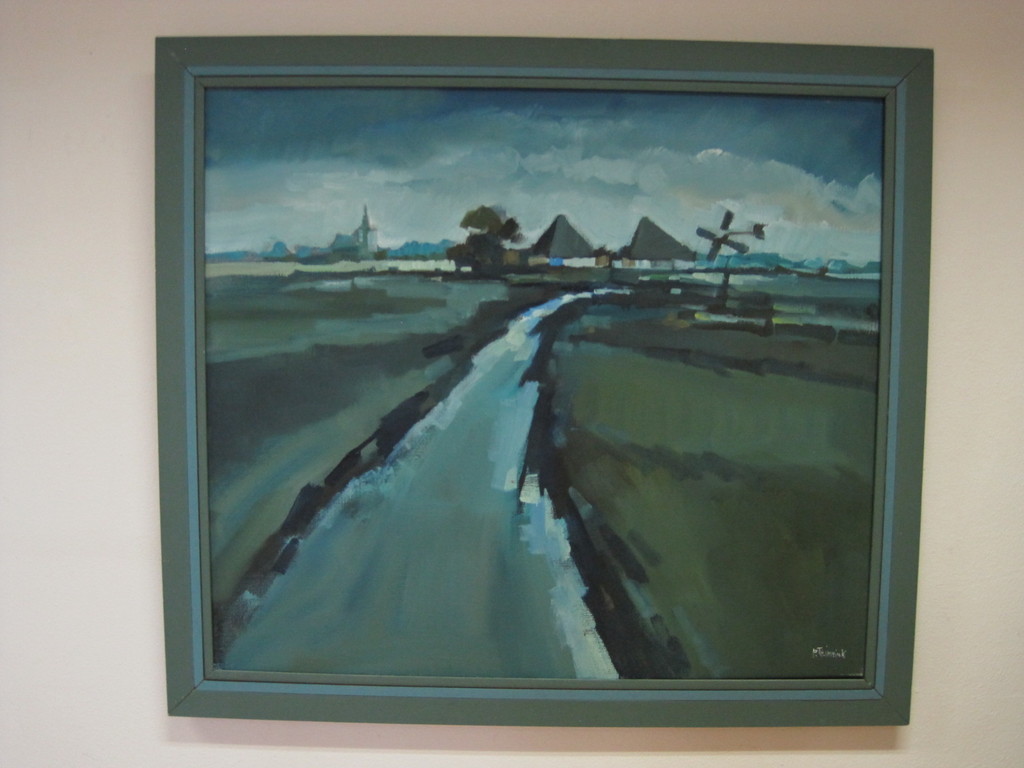 Bob Immink 1930-1989 olieverf "landschap Waterland (NH) " ca 1970 gesigneerd verkocht voor € 190!
