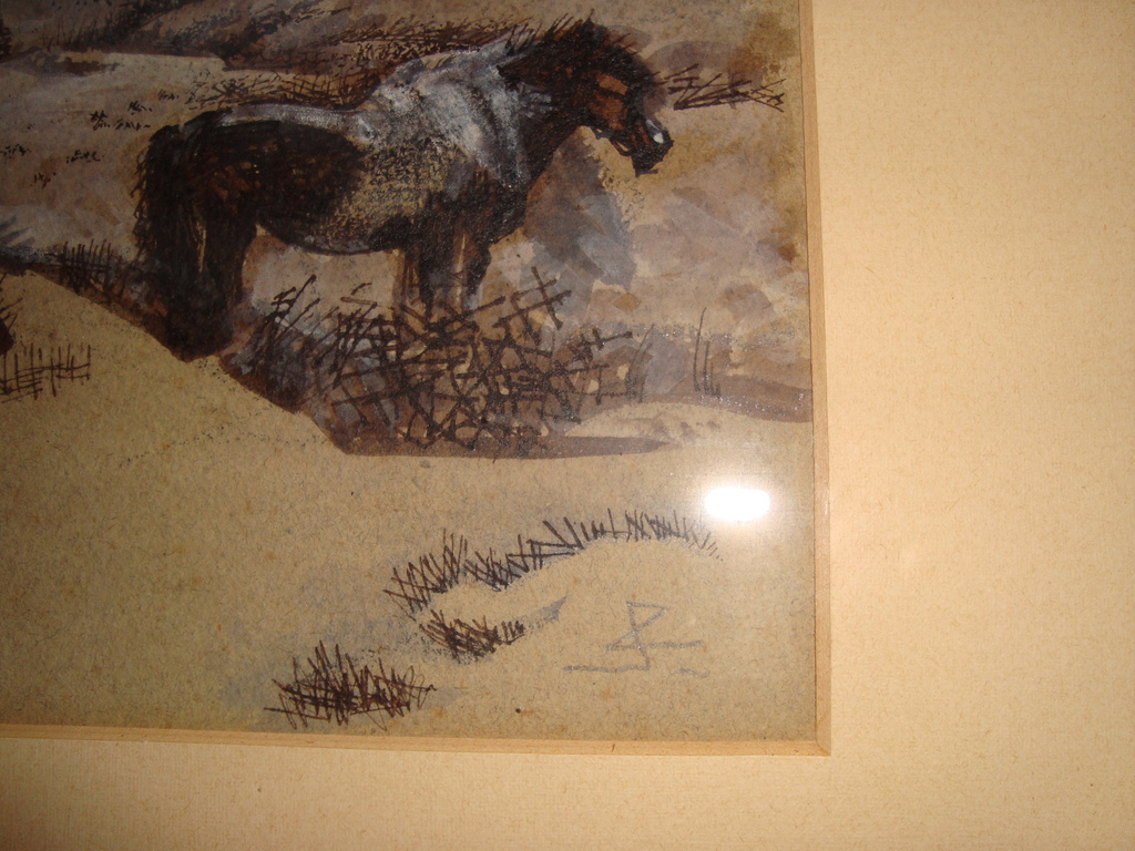 Landschap met paard - Ges. met monogram in potlood - pen in bruin en aquarel kopen? Bied vanaf 1!