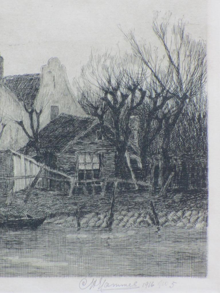 Chris Hammes, Boerderij aan het water, Ets 1916 kopen? Bied vanaf 40!