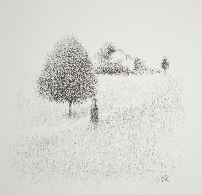 Metten Koornstra: Litho, Man met boom verkocht voor € 75!