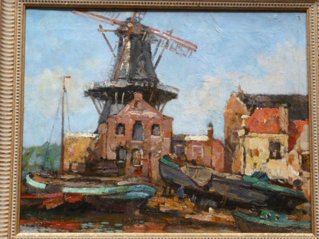 Jan van der Linde - olieverf - Molen  verkocht voor € 345!